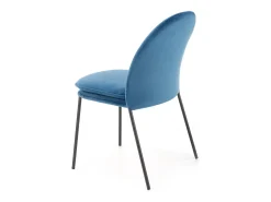 Silla de terciopelo azul con finas patas de metal negro MEET