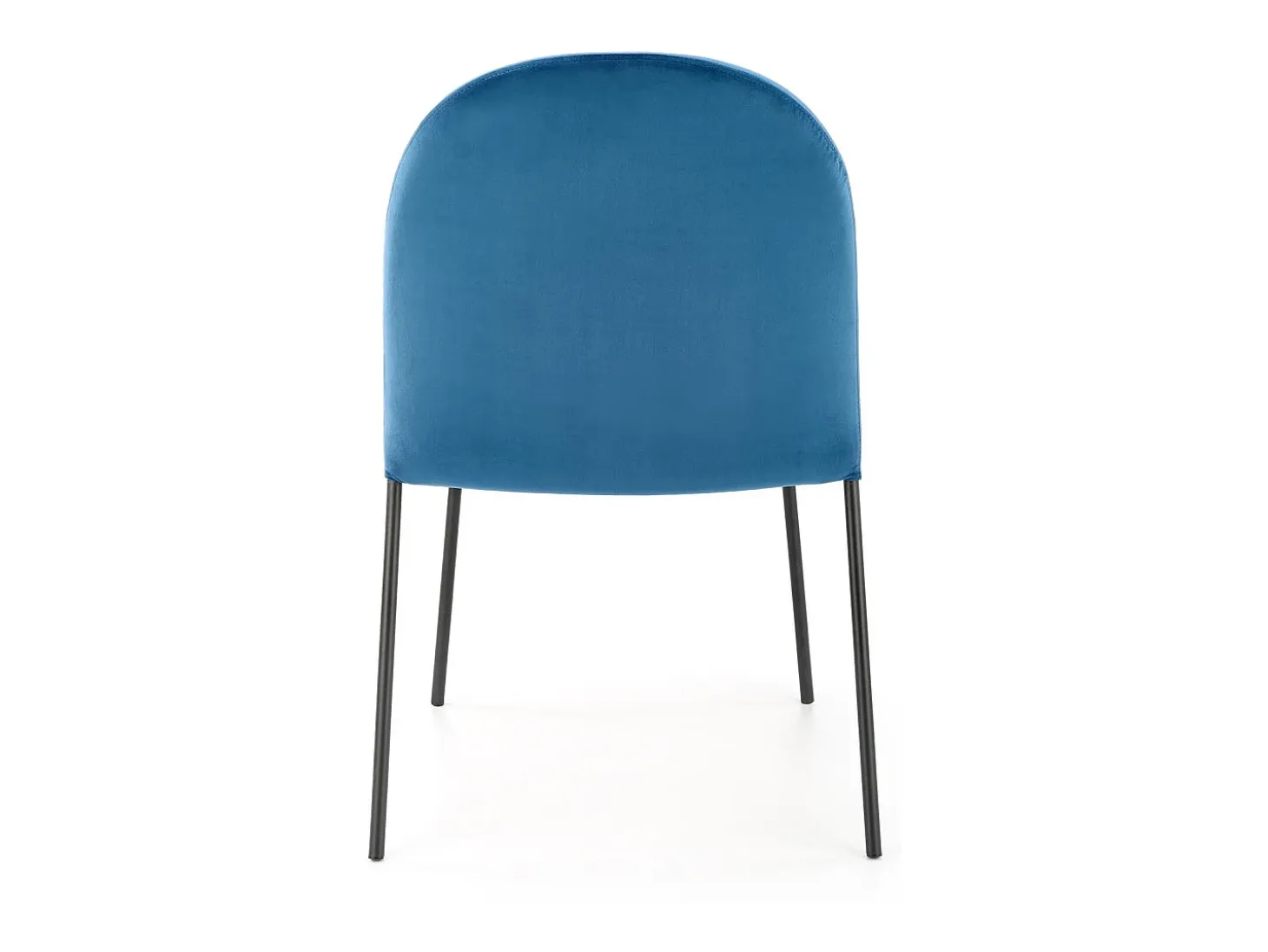 Silla de terciopelo azul con finas patas de metal negro MEET