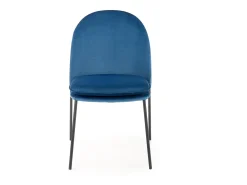Silla de terciopelo azul con finas patas de metal negro MEET