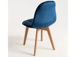 Silla de terciopelo azul celeste y patas de haya maciza clara Wany - Juego de 2
