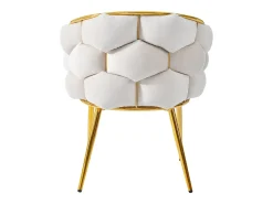 Silla de terciopelo beige y metal dorado con patas ajustables