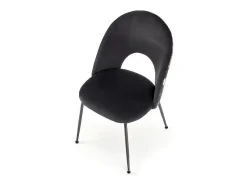 Silla de terciopelo negro con respaldo de estampado floral Marika