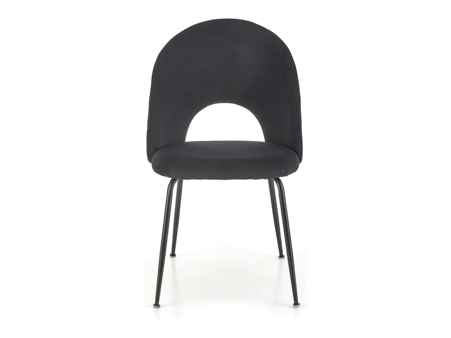 Silla de terciopelo negro con respaldo de estampado floral Marika