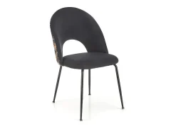 Silla de terciopelo negro con respaldo de estampado floral Marika
