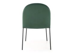 Silla de terciopelo verde con finas patas de metal negro MEET
