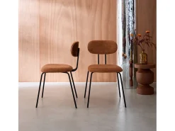 Silla decoración madera curvada teñida nogal y tela repelente al agua,