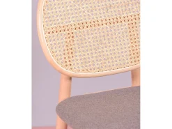 Silla en madera de haya y ratán natural con cojín de algodón - Marsh - Haya natural