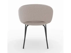Silla en tela beige jaspeada y patas negras - Milly