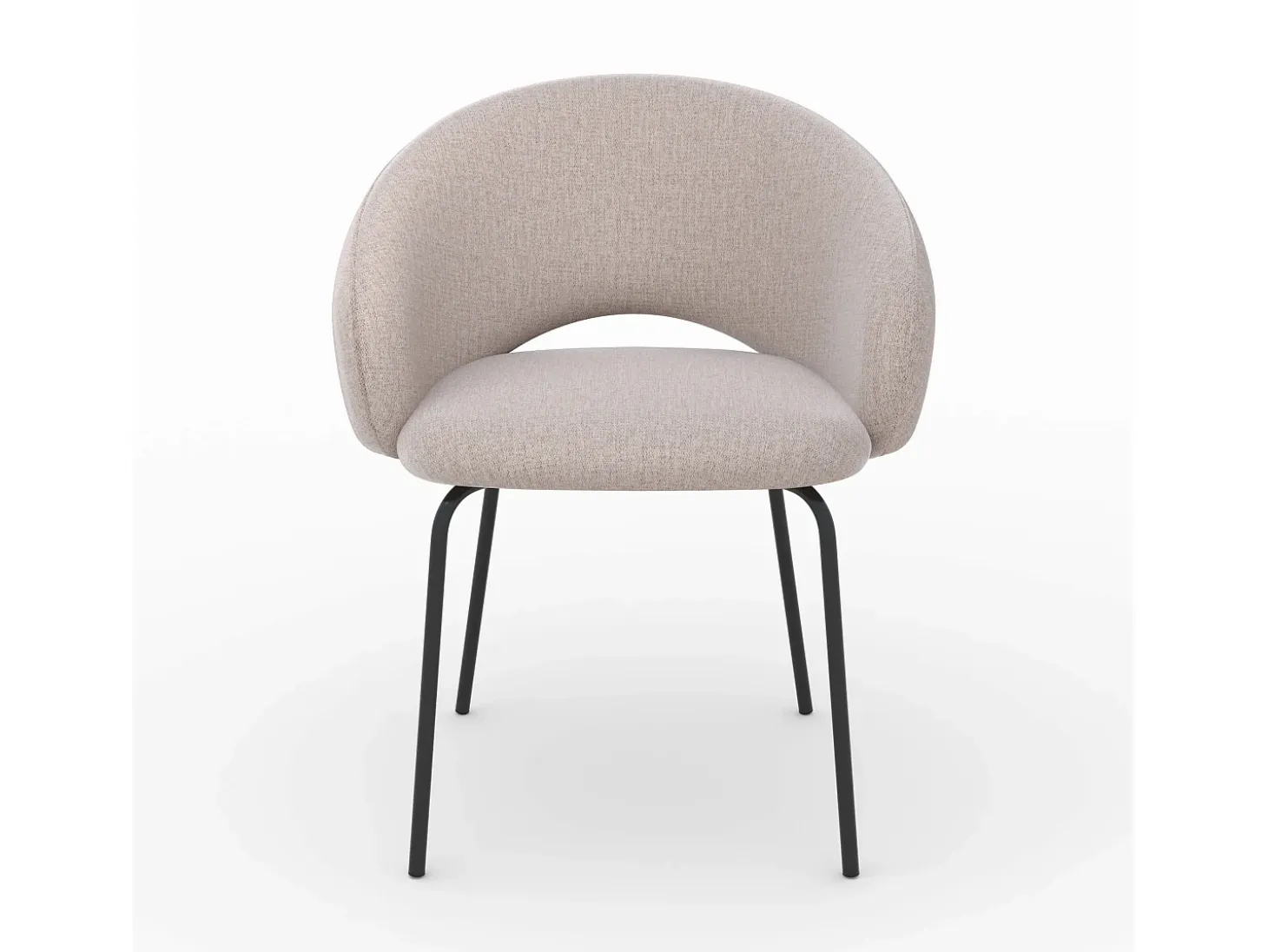 Silla en tela beige jaspeada y patas negras - Milly