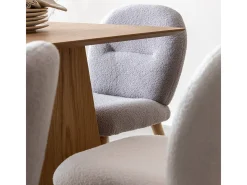 Silla en tela bouclé gris Kanoa (lote de 2)