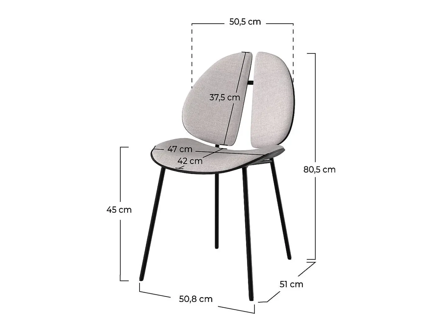 Silla en tela gris y madera negra - Coccinelle