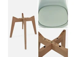 Silla escandinava con patas de madera de haya, set de 4 verde celadón