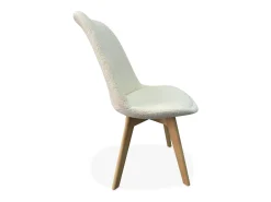 Silla escandinava de madera de haya y borreguito, set de 4 blanco