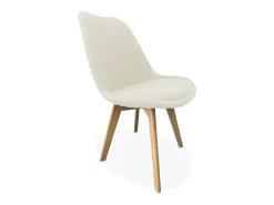 Silla escandinava de madera de haya y borreguito, set de 4 blanco