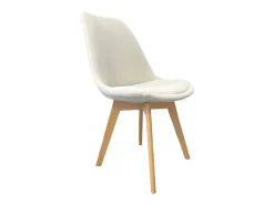 Silla escandinava de madera de haya y pana fina, set de 4 blanco roto