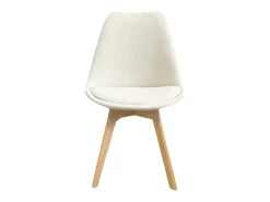 Silla escandinava de madera de haya y pana fina, set de 4 blanco roto