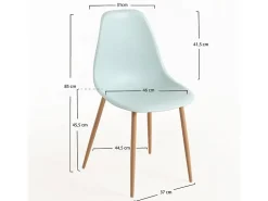 Silla escandinava Kerry azul cielo y natural - Juego de 2