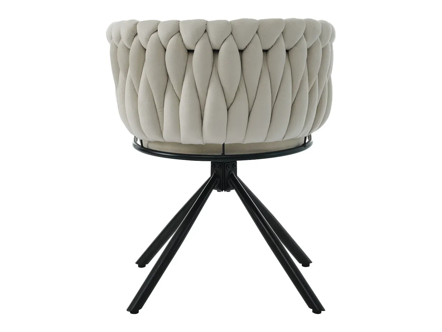 Silla giratoria con patas de metal negro - Tejido de terciopelo - Beige