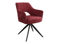 Silla giratoria con reposabrazos en tela texturizada y metal negro - Burdeos - KONYA