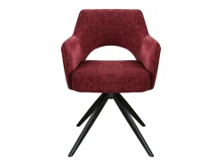 Silla giratoria con reposabrazos en tela texturizada y metal negro - Burdeos - KONYA