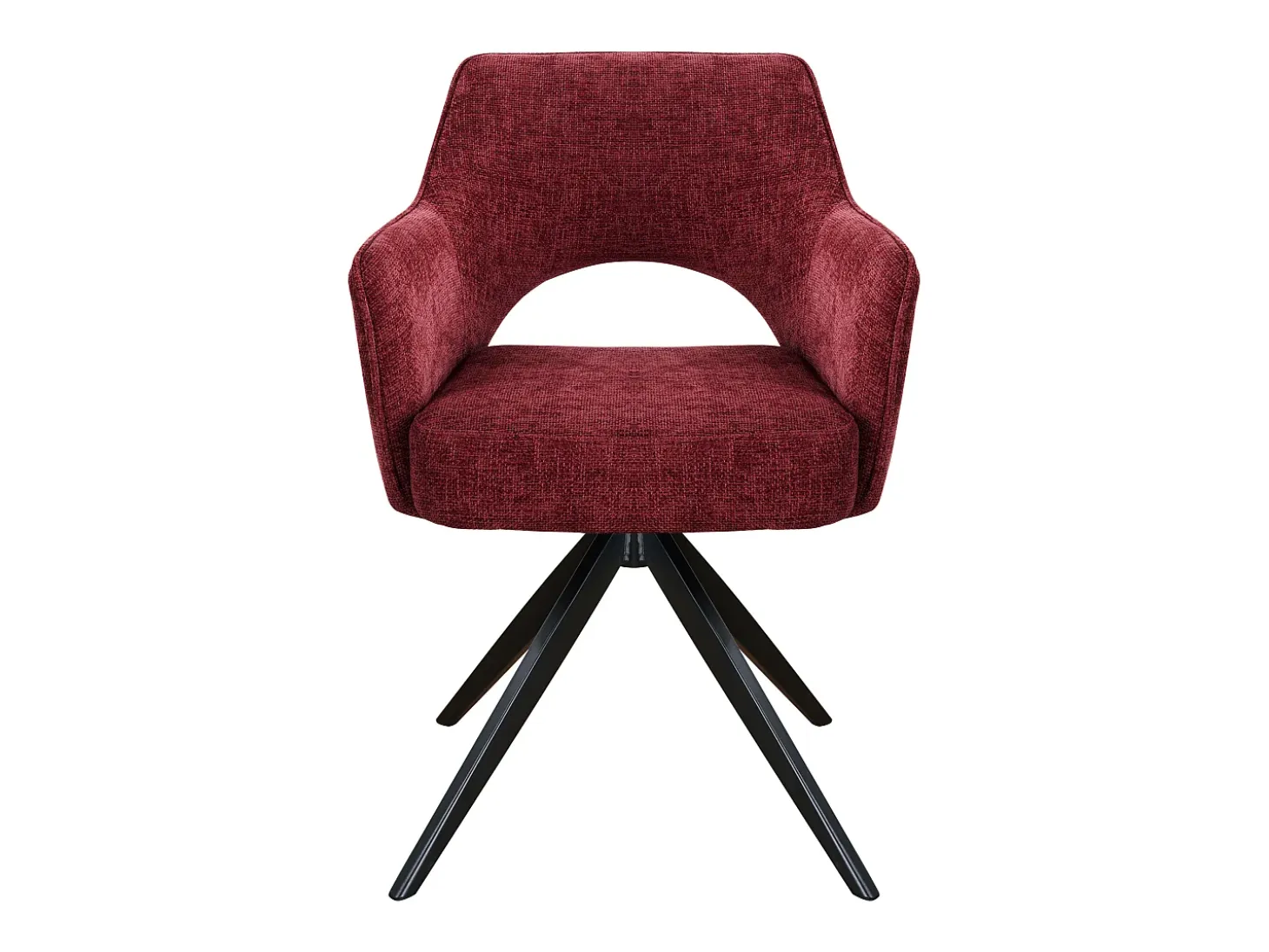 Silla giratoria con reposabrazos en tela texturizada y metal negro - Burdeos - KONYA