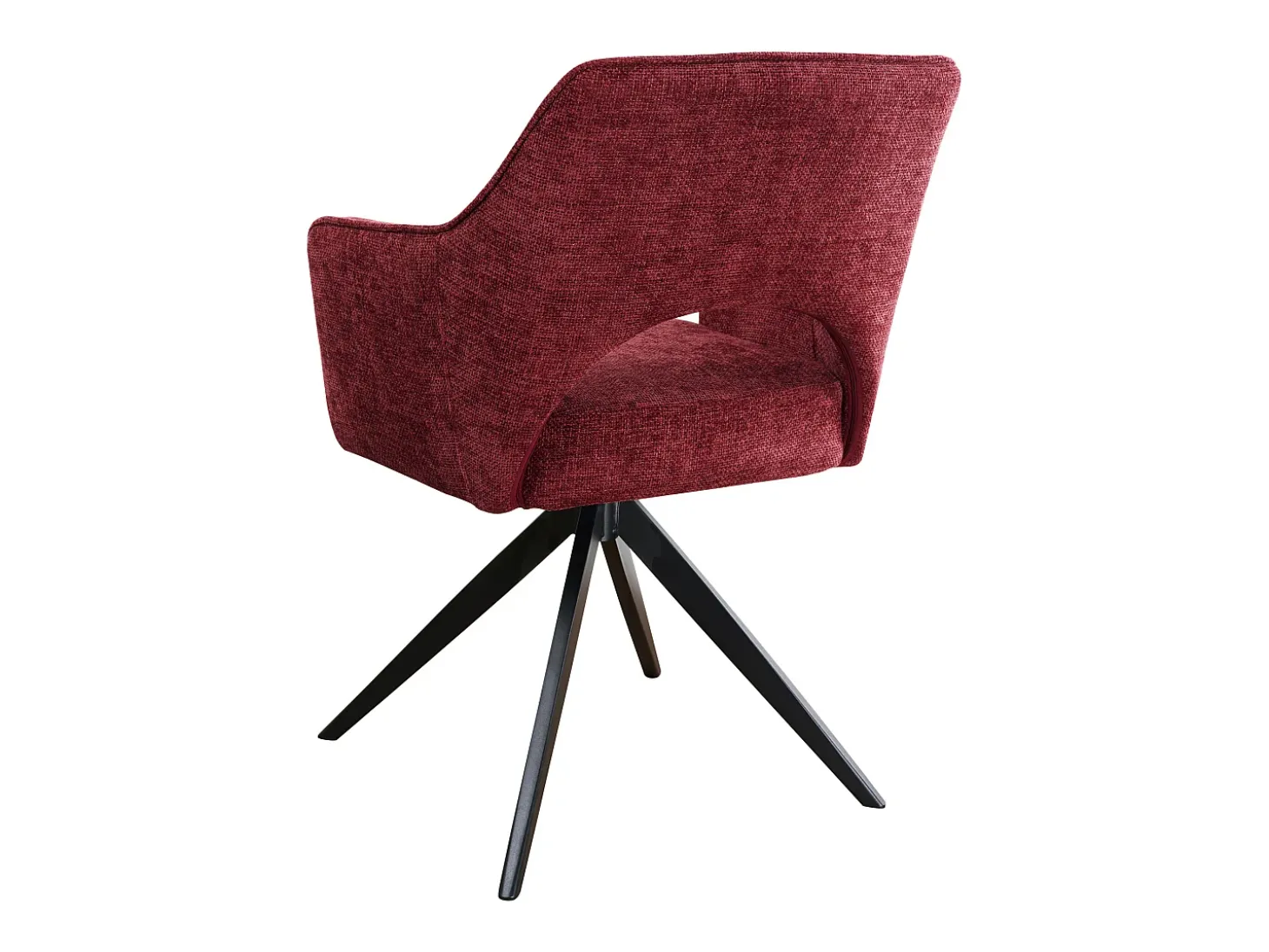 Silla giratoria con reposabrazos en tela texturizada y metal negro - Burdeos - KONYA