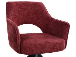 Silla giratoria con reposabrazos en tela texturizada y metal negro - Burdeos - KONYA