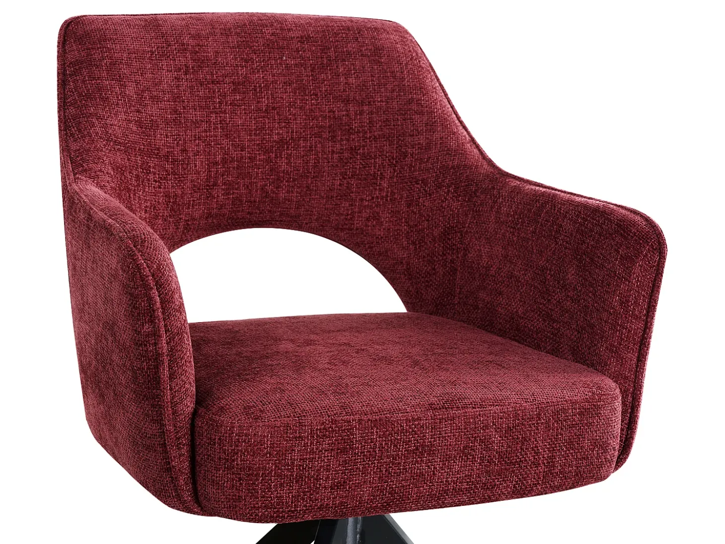 Silla giratoria con reposabrazos en tela texturizada y metal negro - Burdeos - KONYA