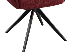Silla giratoria con reposabrazos en tela texturizada y metal negro - Burdeos - KONYA