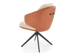 Silla giratoria de diseño en ecopiel marrón y tejido Acoro beige