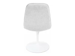 Silla giratoria LORA estilo retro-chic con asiento y respaldo tapizados en tela blanca gris claro