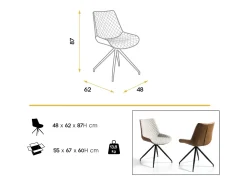 Silla giratoria Morka de tela beige y polipiel marrón - Lote de 2