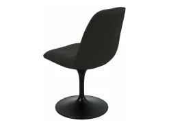 Silla giratoria retro-chic LORA en tela negro bronce con base de metal negro epoxi