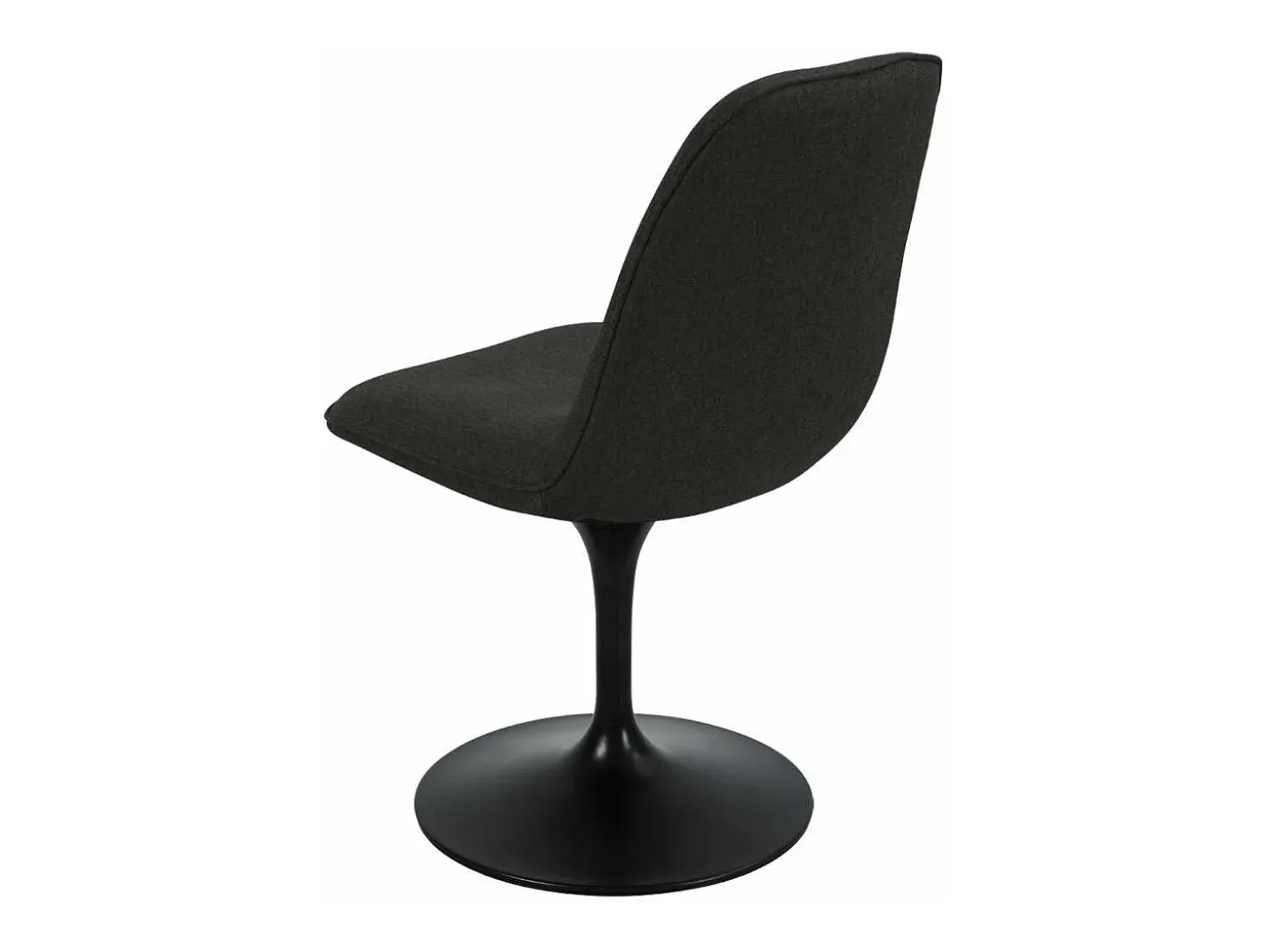 Silla giratoria retro-chic LORA en tela negro bronce con base de metal negro epoxi