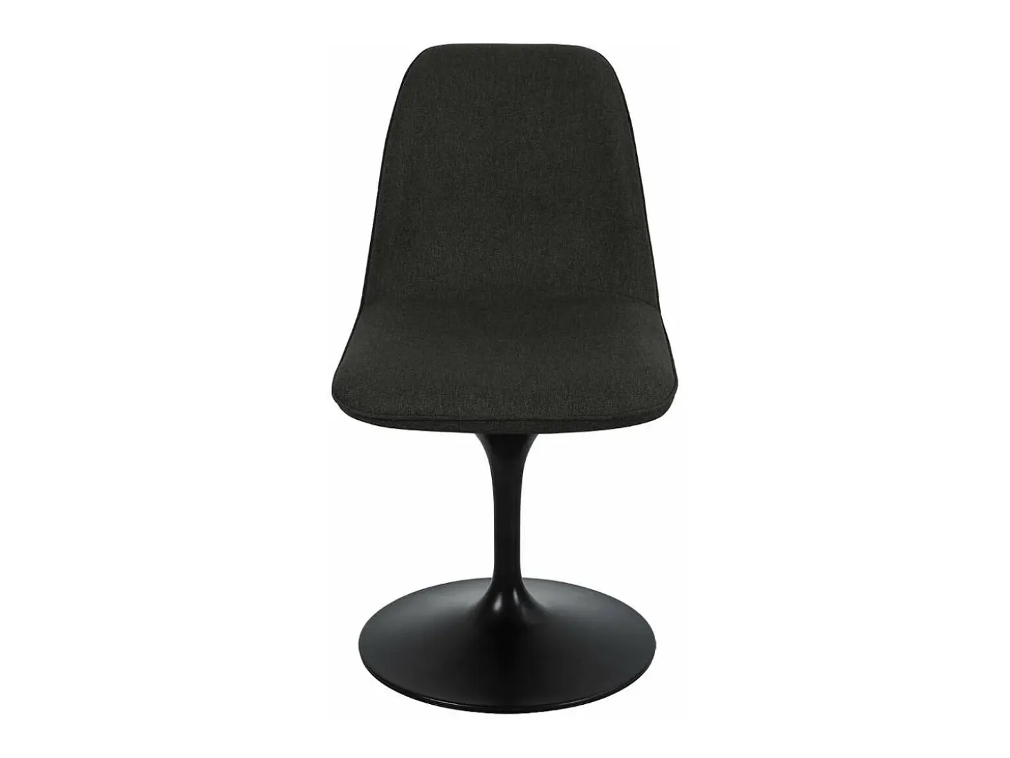 Silla giratoria retro-chic LORA en tela negro bronce con base de metal negro epoxi