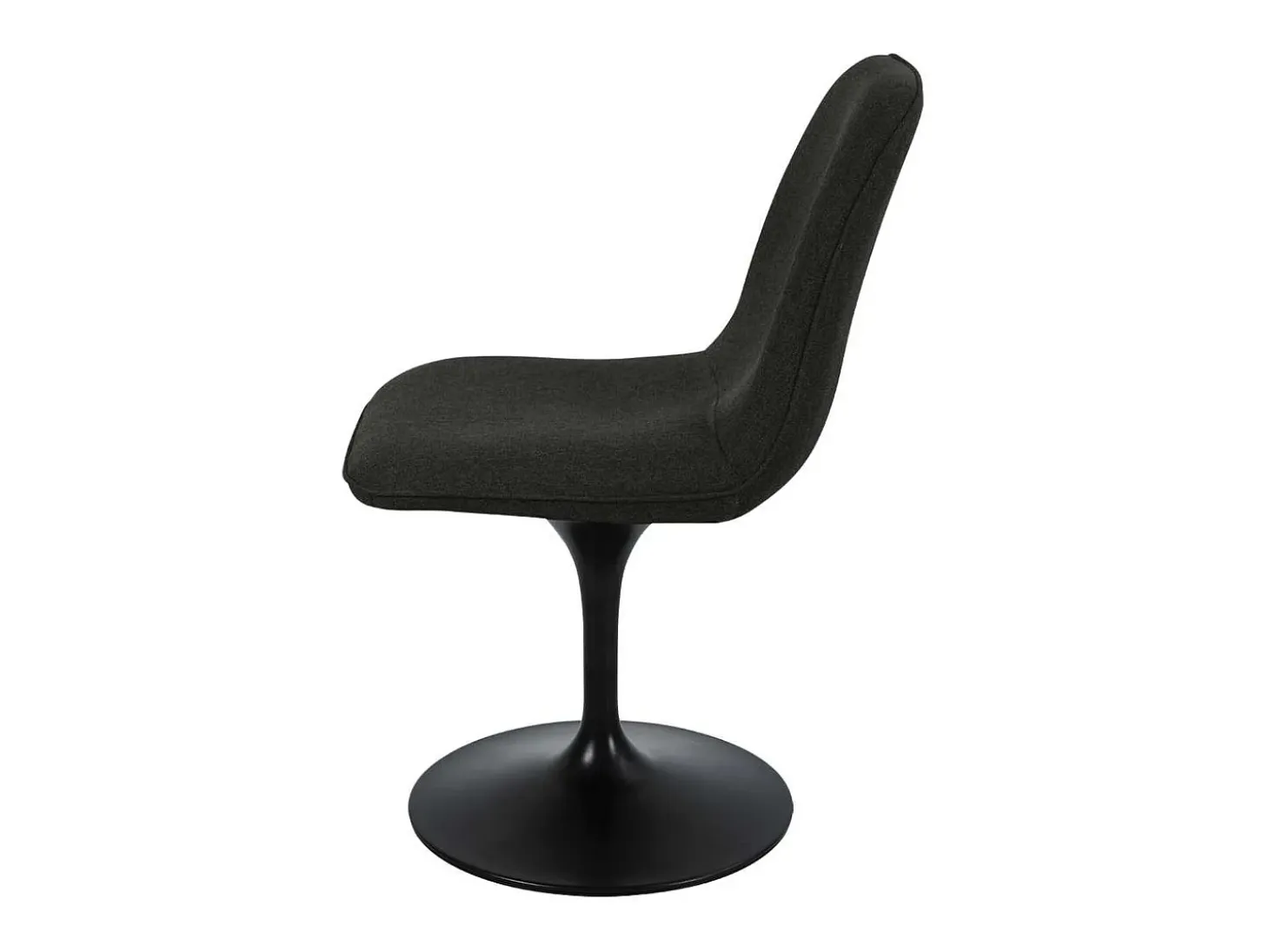 Silla giratoria retro-chic LORA en tela negro bronce con base de metal negro epoxi