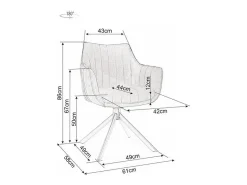Silla giratoria Swop black metal grey velvet