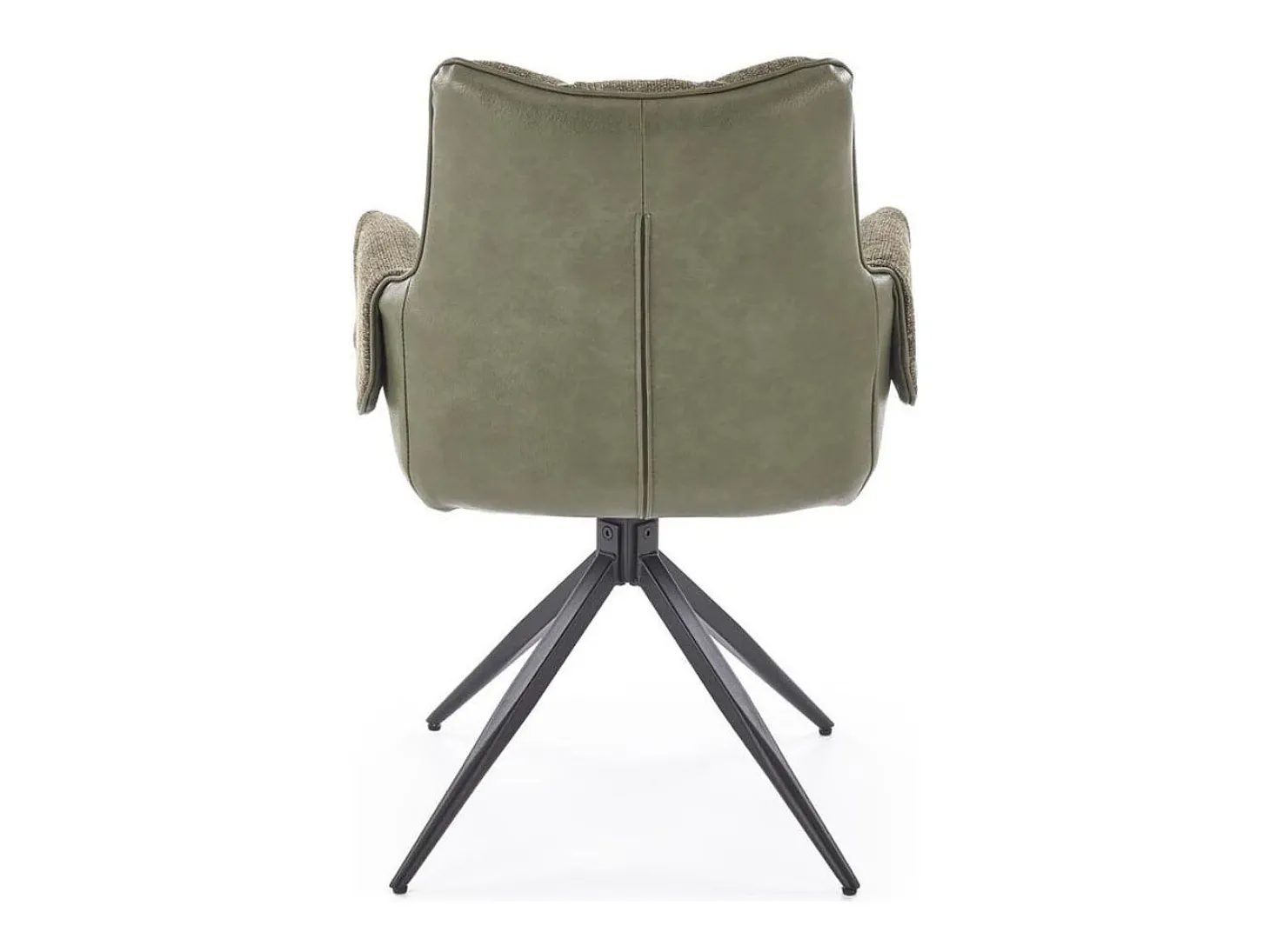 Silla giratoria verde oliva, tela y ecopiel, base de metal de 4 radios LUDMILA