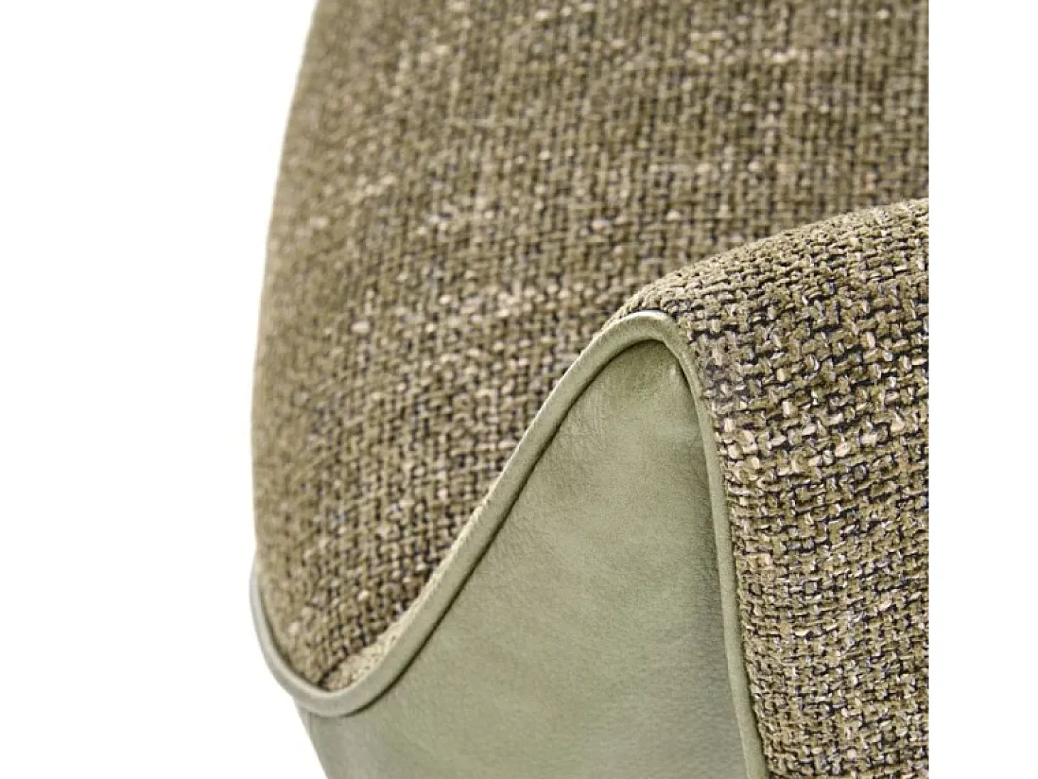 Silla giratoria verde oliva, tela y ecopiel, base de metal de 4 radios LUDMILA