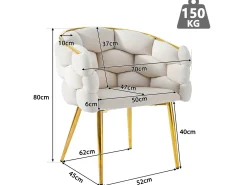Silla góndola Silla de ocio en tejido de terciopelo - patas de metal dorado - Beige