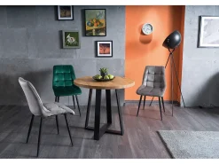 Silla Harriet de terciopelo verde con patas negras