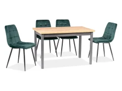 Silla Harriet de terciopelo verde con patas negras