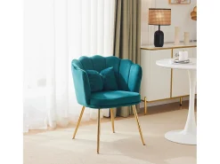 Silla individual de terciopelo - 63 x 58 x 77 cm - Patas de metal chapado y cojines mariposa - Verde