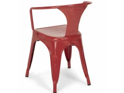 Silla industrial con reposabrazos de acero brillante Kuista-Rojo