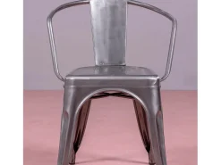 Silla industrial con reposabrazos en acero metalizado - Bistro - Metálico