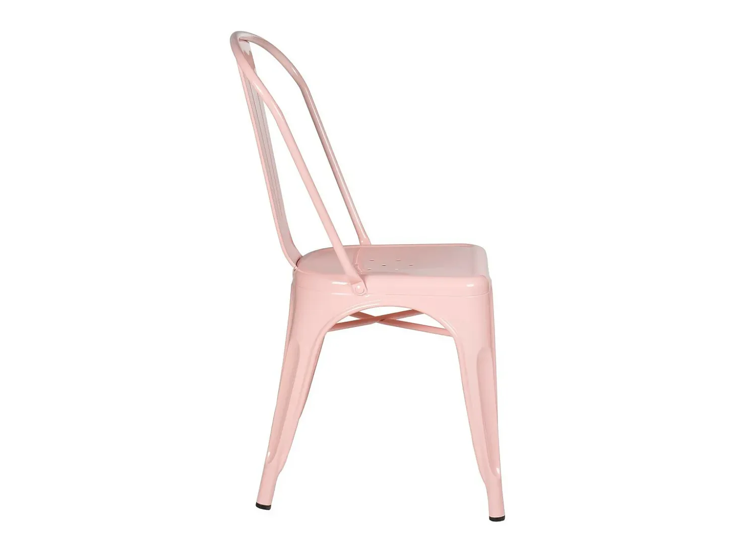 Silla industrial de acero brillante Kontoir, negra-Rosa claro