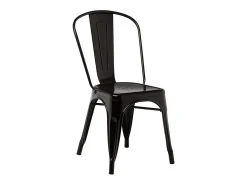 Silla industrial de acero brillante Kontoir, negra-Rosa claro