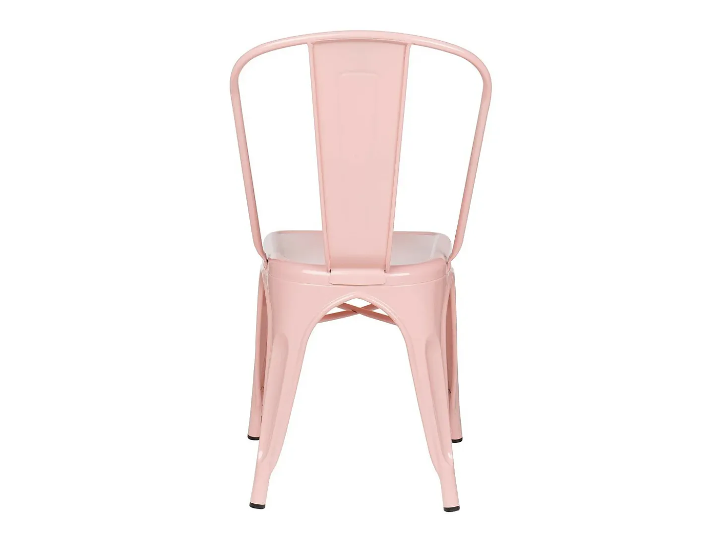 Silla industrial de acero brillante Kontoir, negra-Rosa claro
