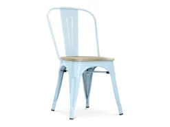 Silla industrial Kontoir marrón con asiento de pino macizo claro-Verde pistacho