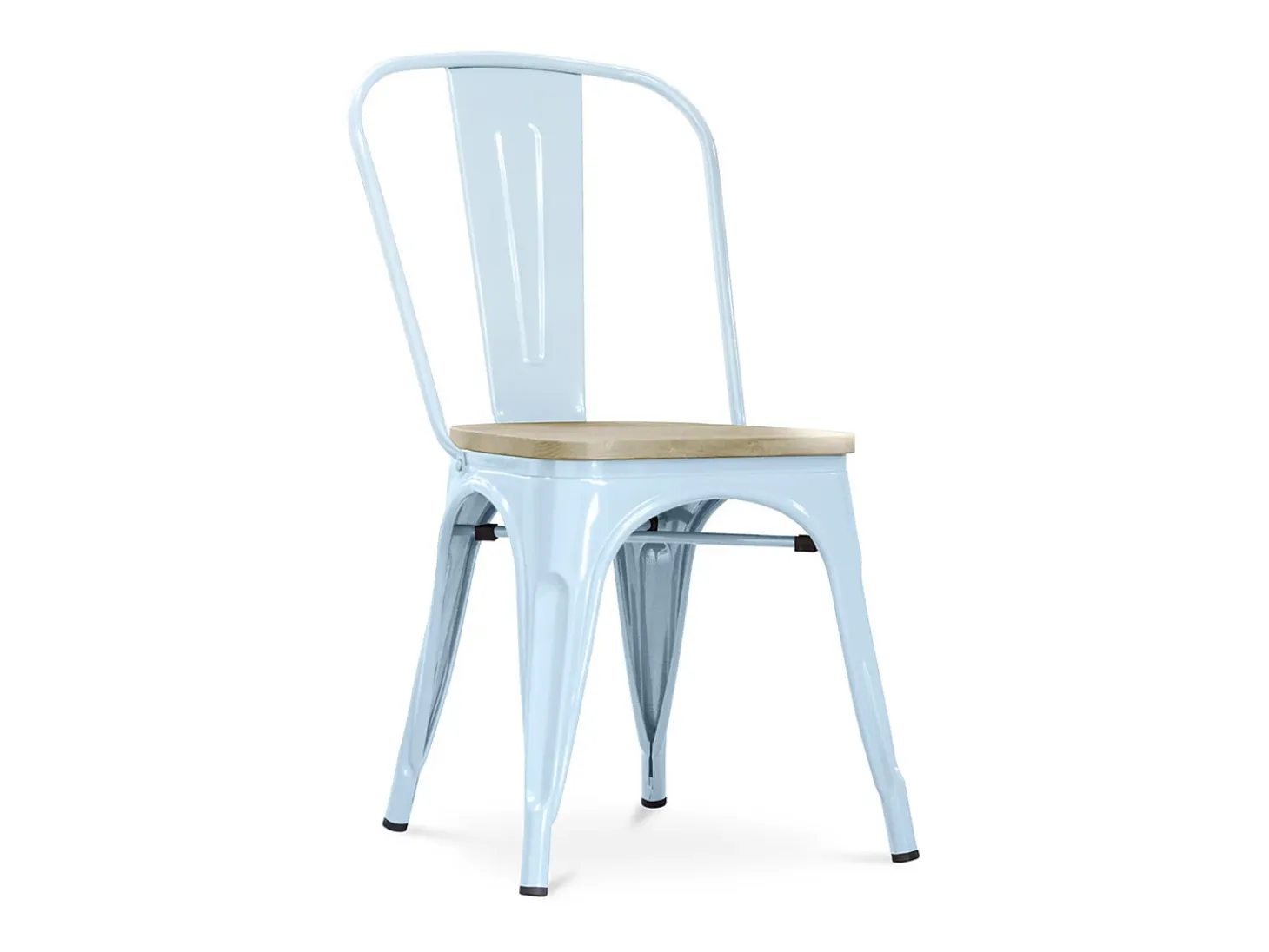 Silla industrial Kontoir marrón con asiento de pino macizo claro-Negro